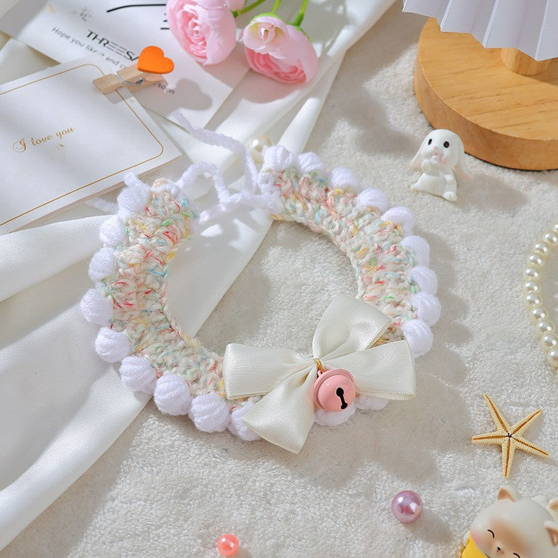 Handmade Embroidered Wool Cat Collar | Cute Cartoon Design for Kittens & Cats