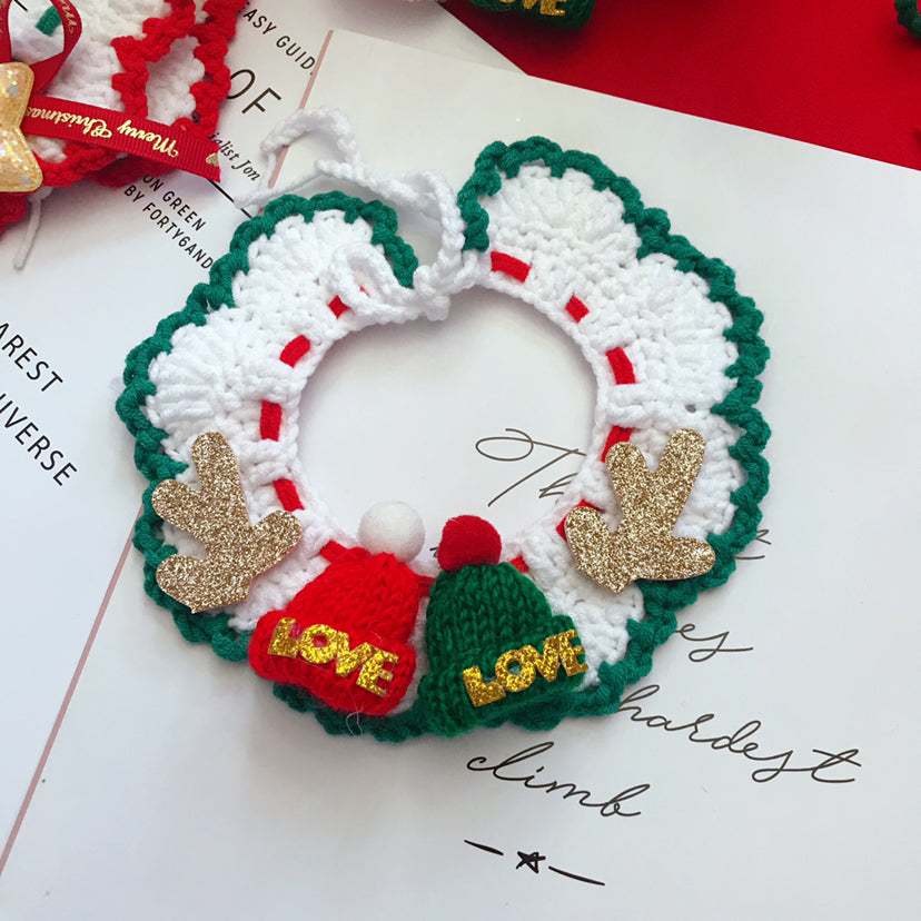 Handmade Wool Pet Collar | Festive Christmas Design for Cats & Dogs