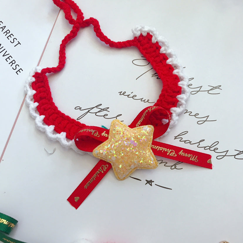 Handmade Wool Pet Collar | Festive Christmas Design for Cats & Dogs
