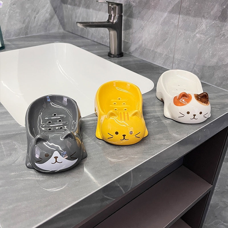 Ceramic Cat Soap Dish | Cute Bathroom Accessory