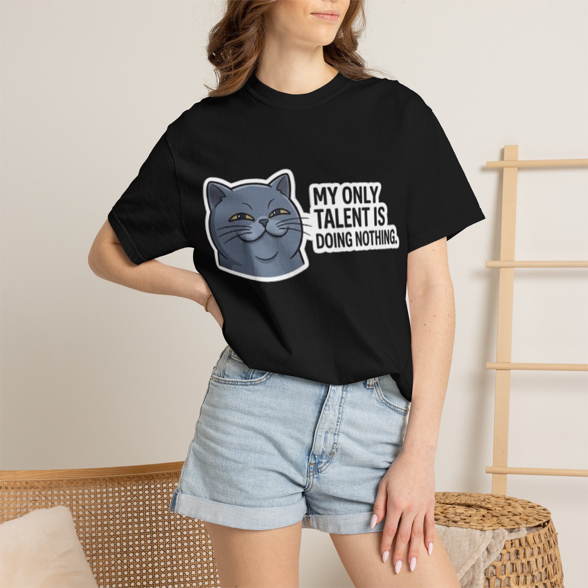 Smirking Cat Illustration My Only Talent Is Doing Nothing T-shirt