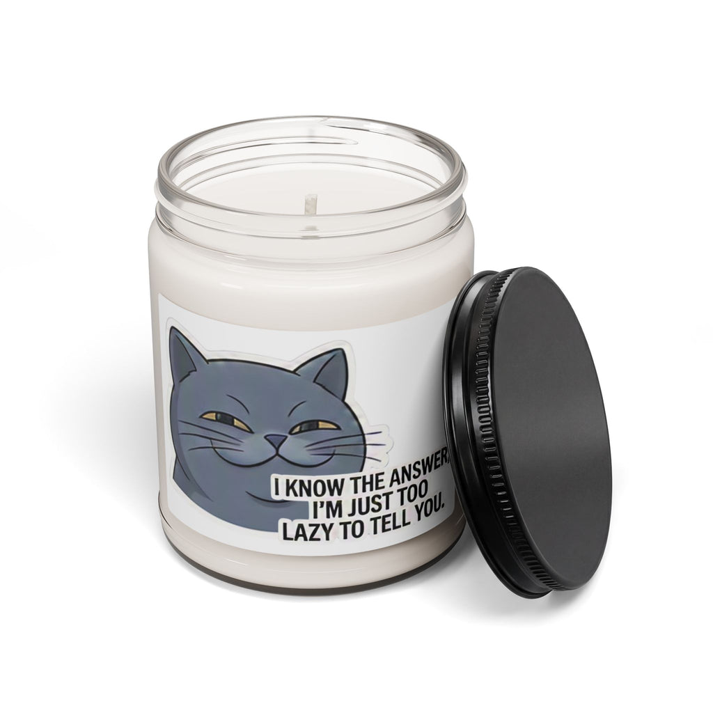 Smirking Cat Quote Candle 9oz Soy Jar | Funny Lazy Cat Scented Candle