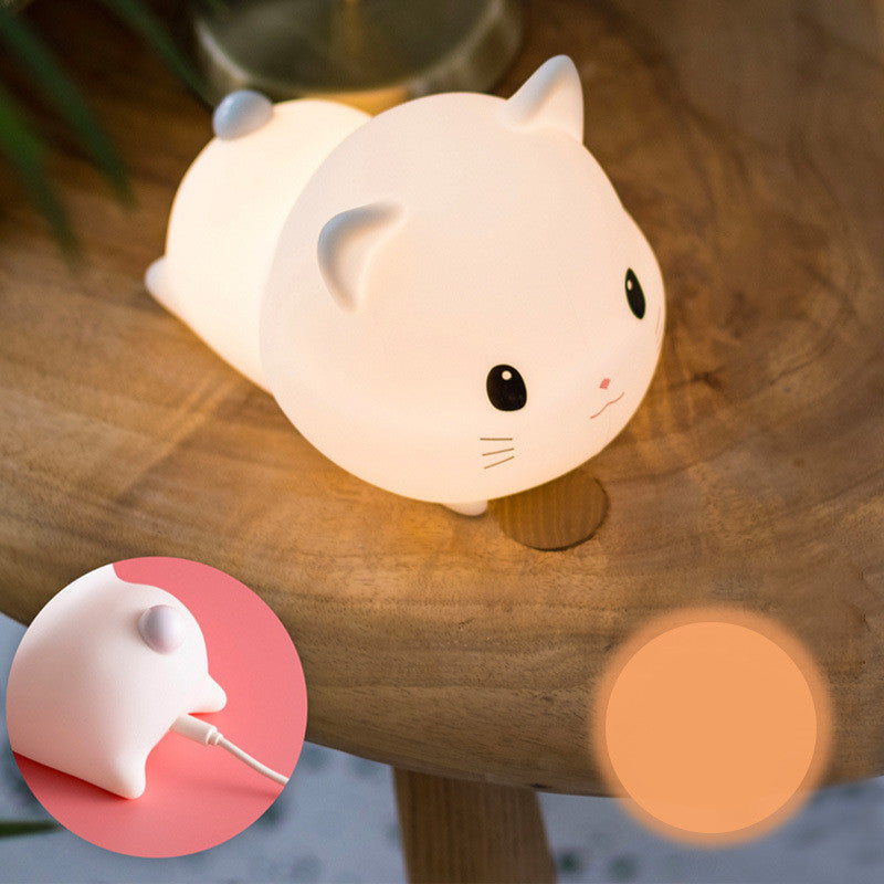 Rechargeable Silicone Cat Night Light | Dimmable Touch Control USB Lamp