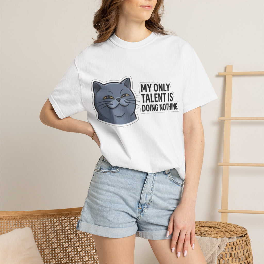 Smirking Cat Illustration My Only Talent Is Doing Nothing T-shirt
