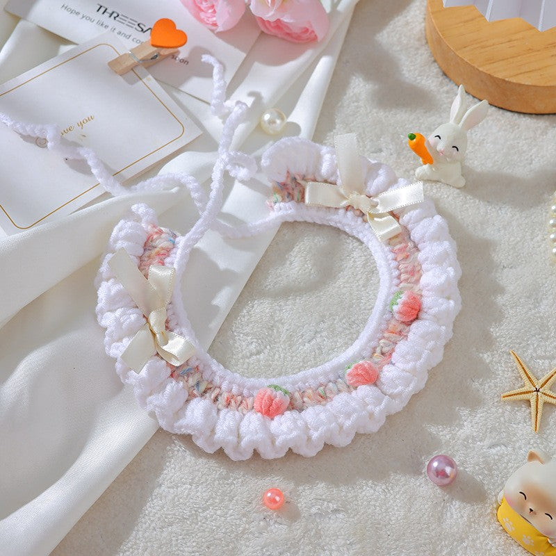 Handmade Embroidered Wool Cat Collar | Cute Cartoon Design for Kittens & Cats
