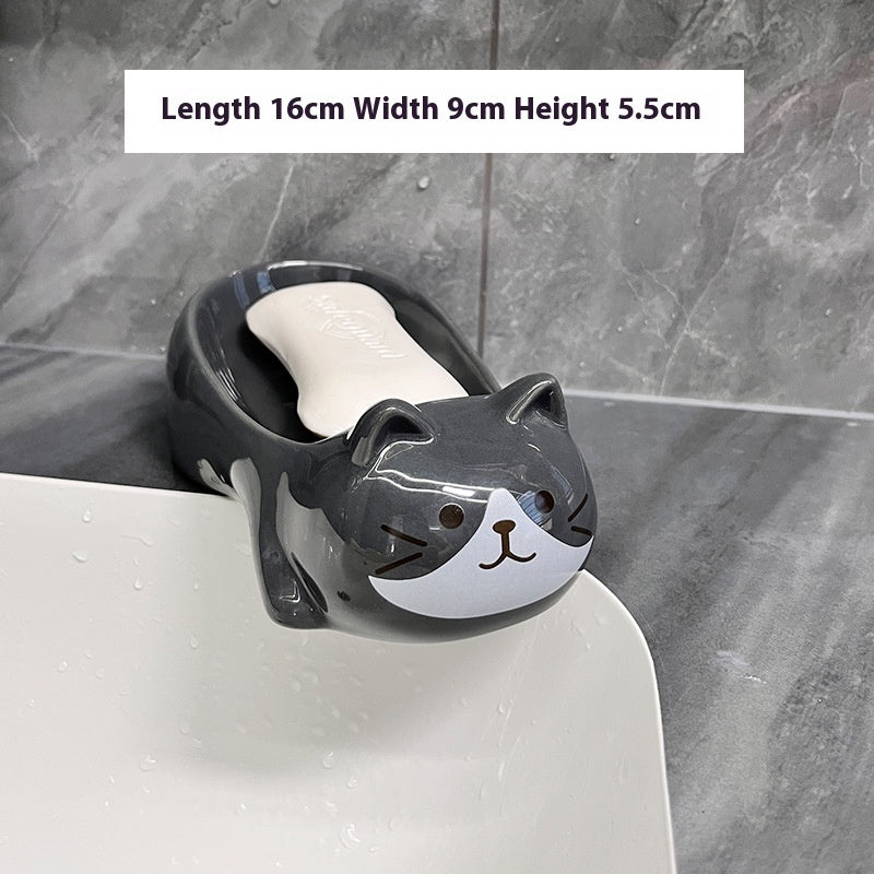 Ceramic Cat Soap Dish | Cute Bathroom Accessory