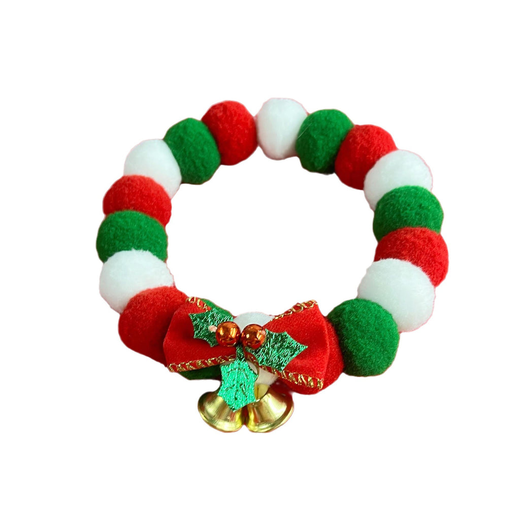 Christmas Plush Ball Pet Collar | Festive Bow Necklace for Cats & Dogs