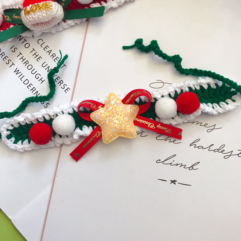 Handmade Wool Pet Collar | Festive Christmas Design for Cats & Dogs
