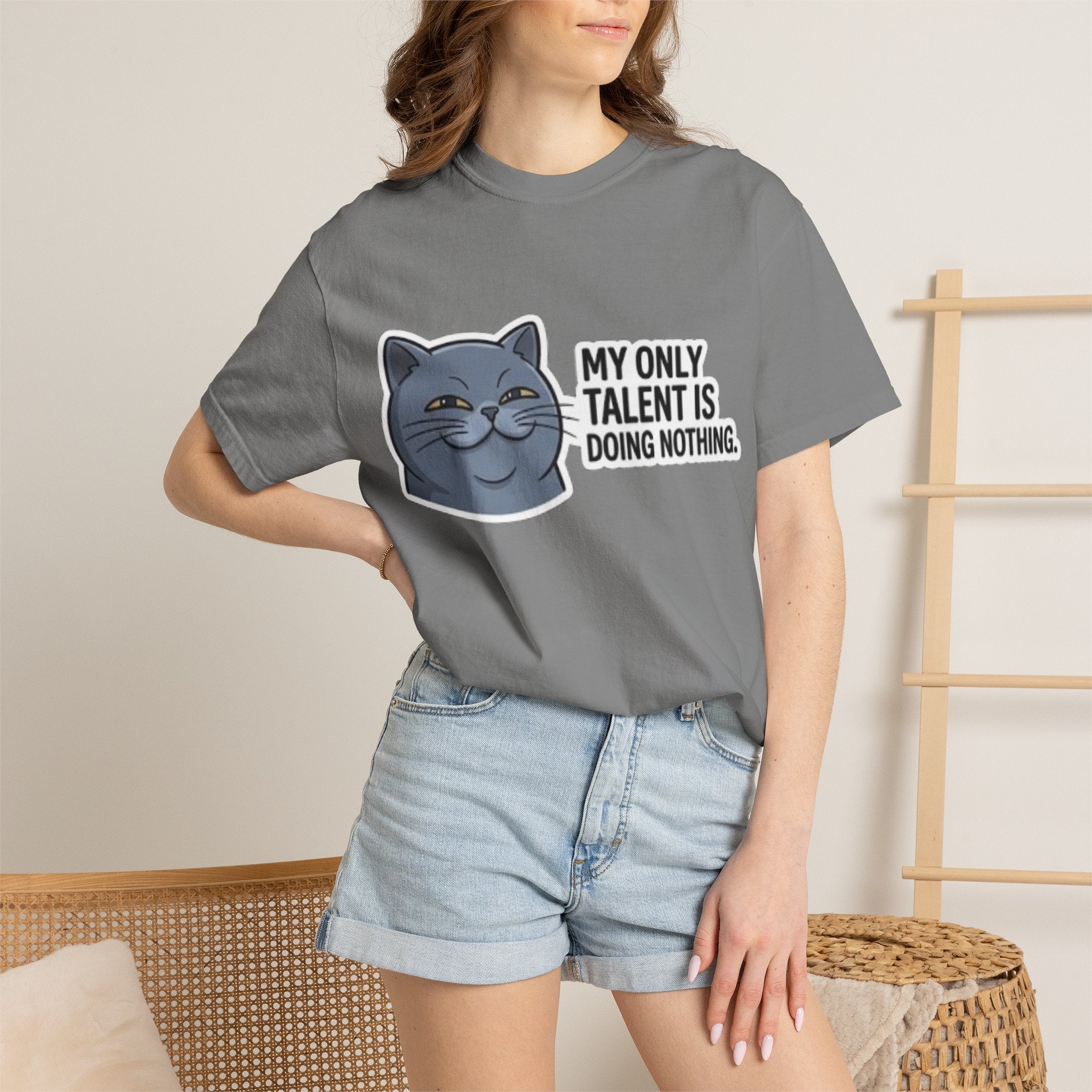 Smirking Cat Illustration My Only Talent Is Doing Nothing T-shirt