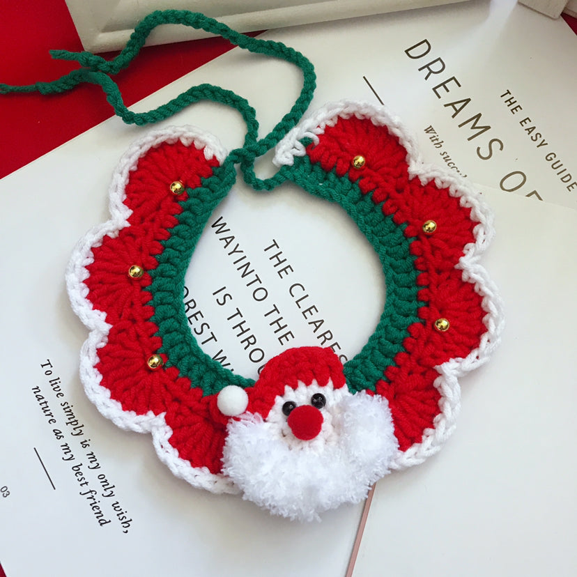 Handmade Wool Pet Collar | Festive Christmas Design for Cats & Dogs