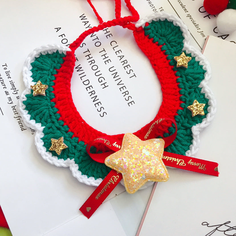 Handmade Wool Pet Collar | Festive Christmas Design for Cats & Dogs
