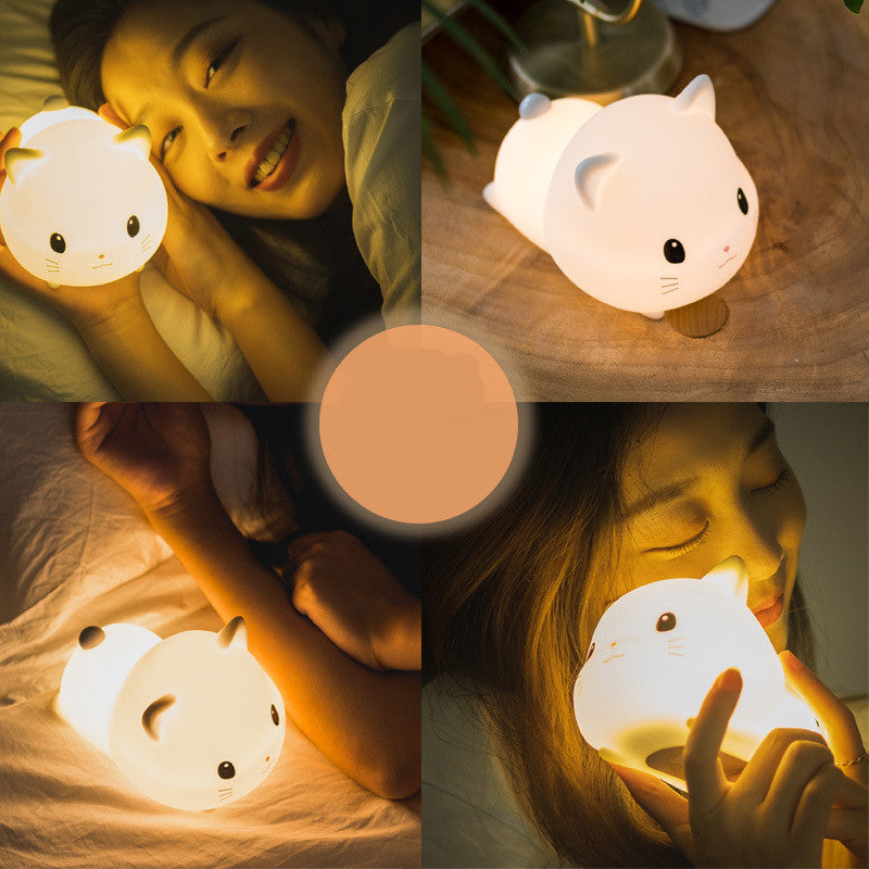 Rechargeable Silicone Cat Night Light | Dimmable Touch Control USB Lamp