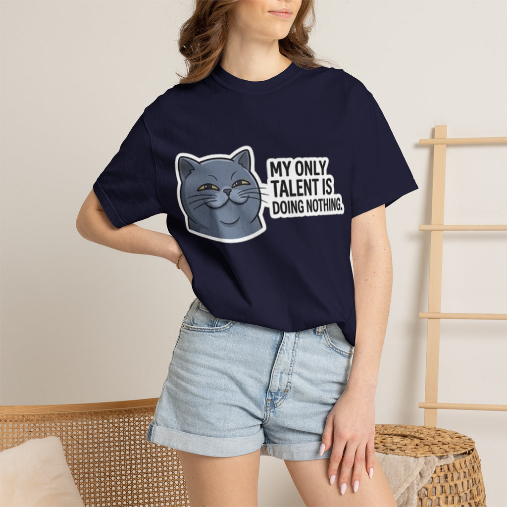 Smirking Cat Illustration My Only Talent Is Doing Nothing T-shirt