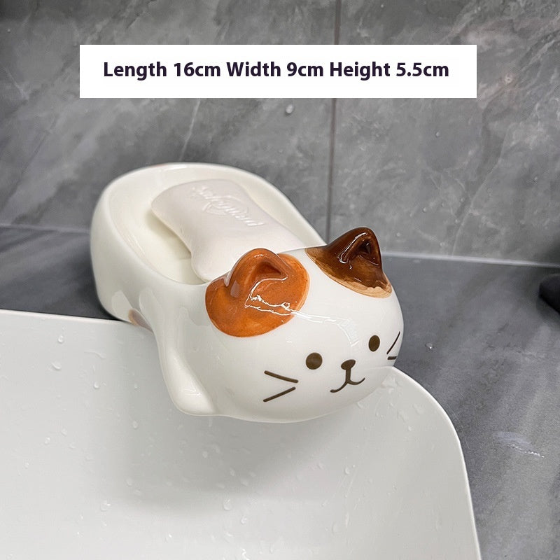 Ceramic Cat Soap Dish | Cute Bathroom Accessory