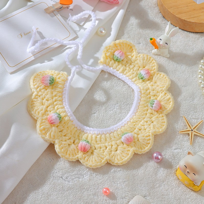 Handmade Embroidered Wool Cat Collar | Cute Cartoon Design for Kittens & Cats