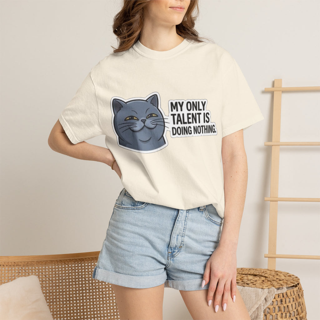 Smirking Cat Illustration My Only Talent Is Doing Nothing T-shirt