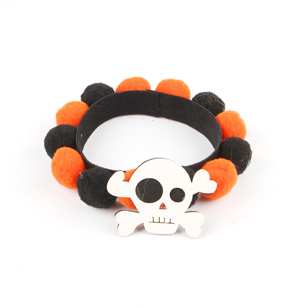 Halloween Pet Fur Ball Collar | Spooky Pumpkin & Bow Designs for Cats & Dogs