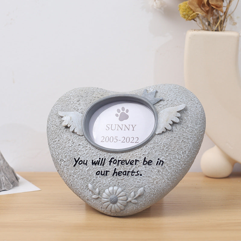 Pet Memory Photo Frame | Resin Paw & Heart Keepsake Decoration for Cats & Dogs
