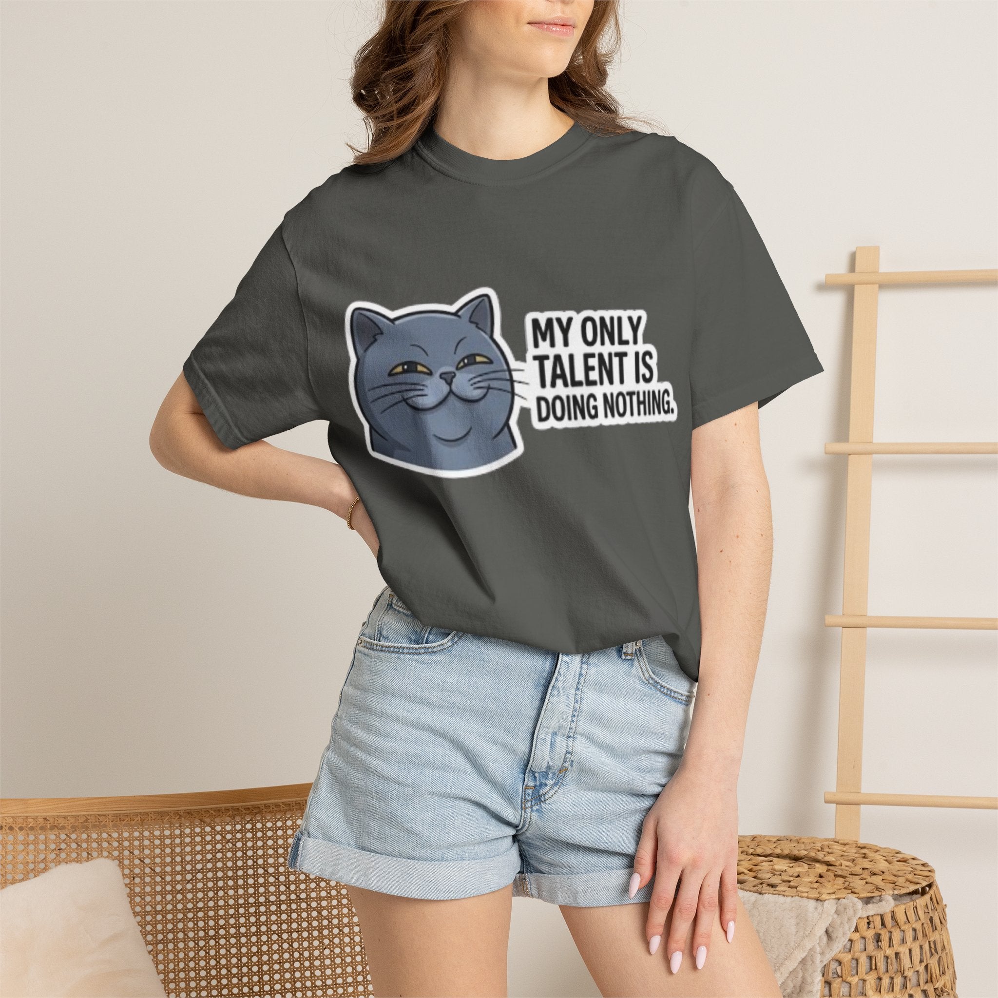 Smirking Cat Illustration My Only Talent Is Doing Nothing T-shirt