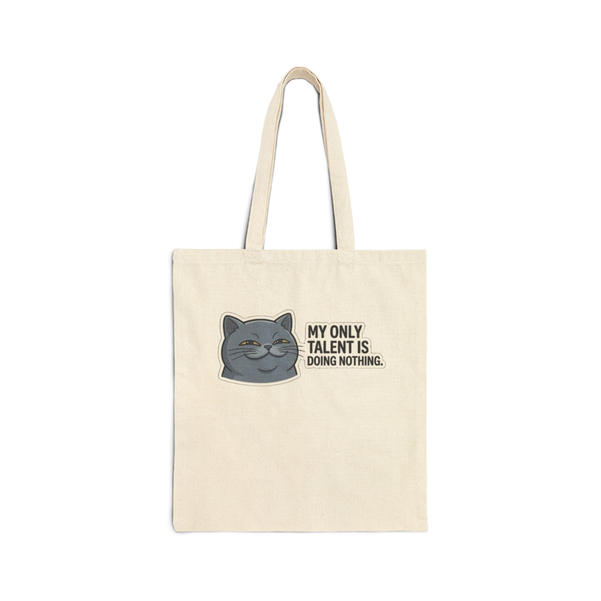 Smirking Cat 'My Only Talent Is Doing Nothing' Tote Bag | Funny Cat Quote