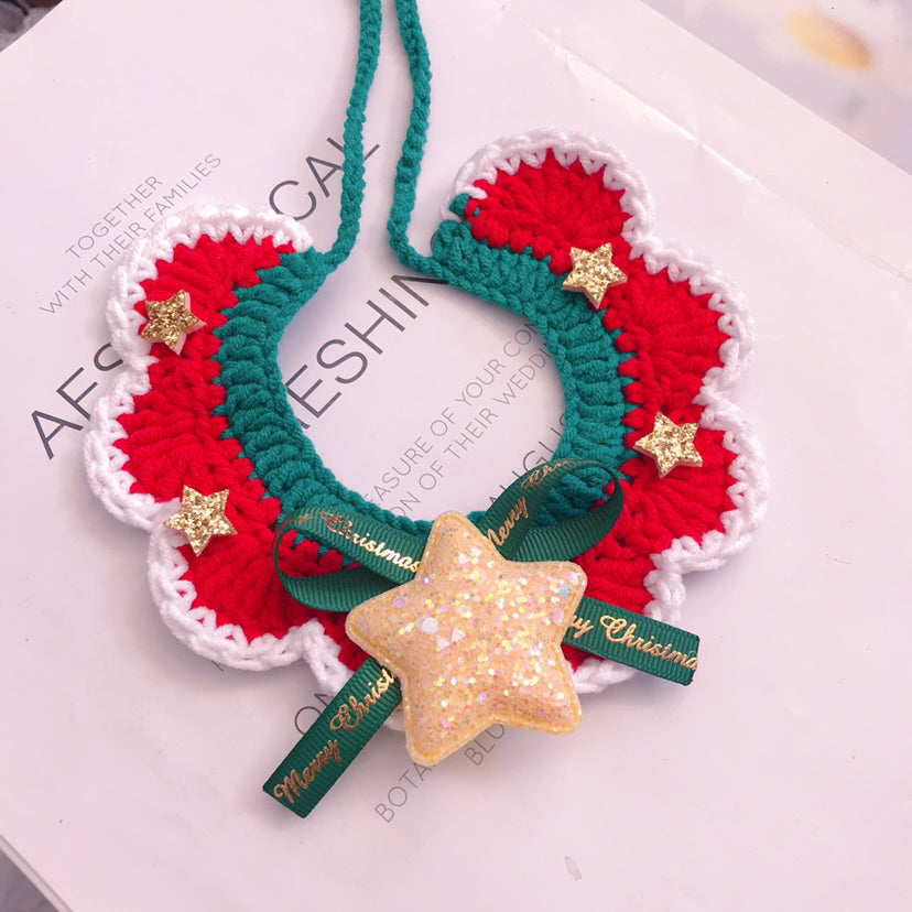 Handmade Wool Pet Collar | Festive Christmas Design for Cats & Dogs