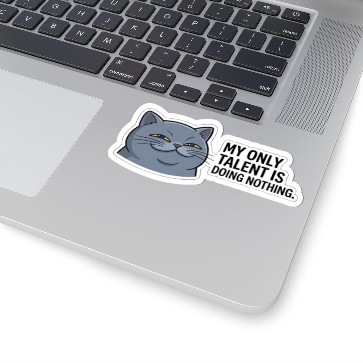 Smirking Cat Saying "My Only Talent Is Doing Nothing" Sticker | Kiss-Cut