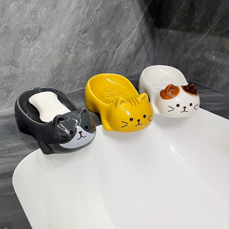 Ceramic Cat Soap Dish | Cute Bathroom Accessory