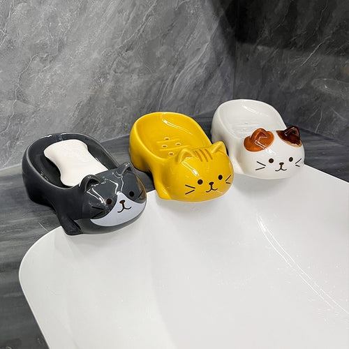 Ceramic Cat Soap Dish | Cute Bathroom Accessory