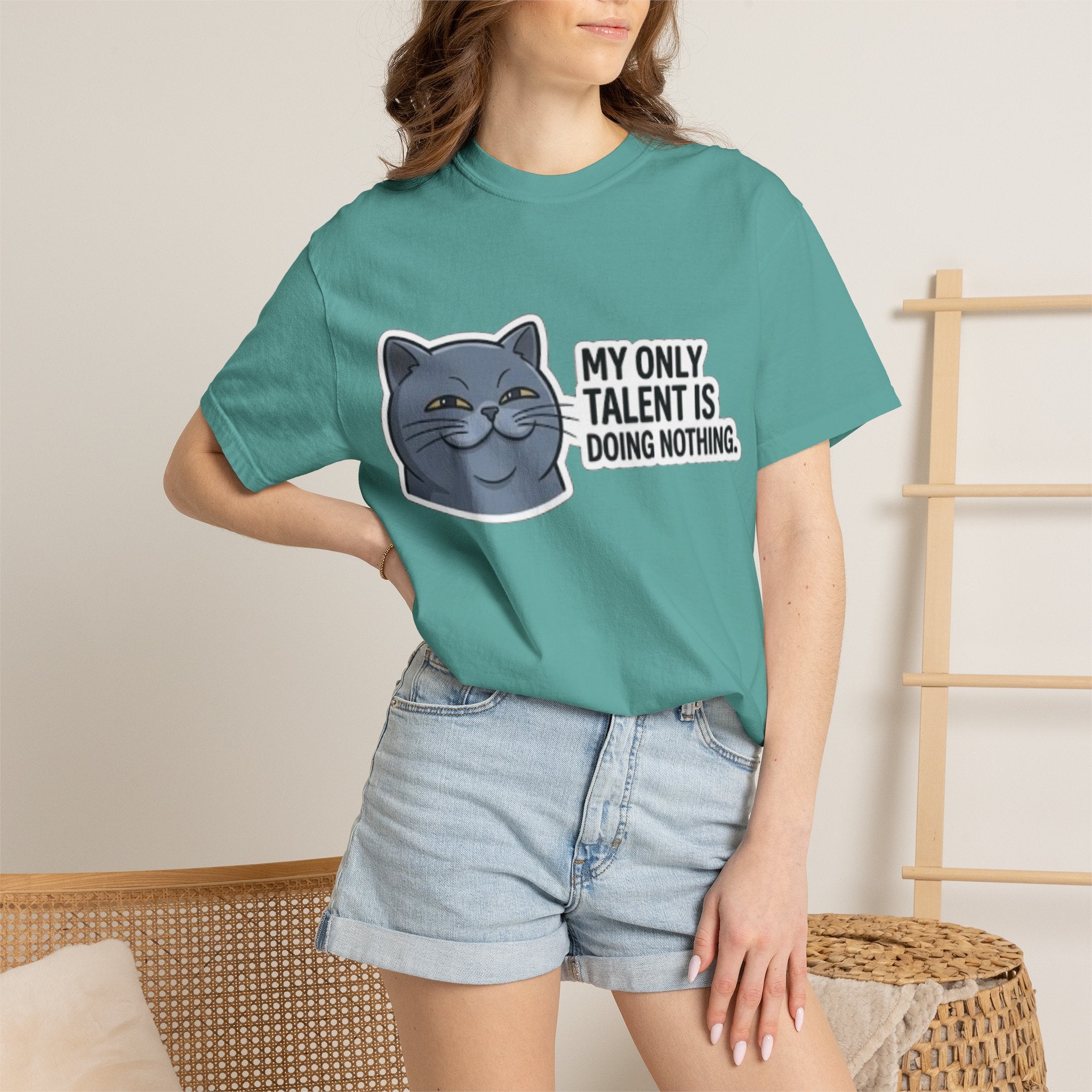 Smirking Cat Illustration My Only Talent Is Doing Nothing T-shirt