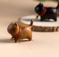 Wooden Fortune Cat Desktop Ornament | Natural Wood & Rosewood Cat Figurine
