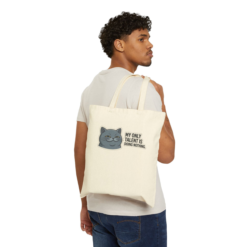 Smirking Cat 'My Only Talent Is Doing Nothing' Tote Bag | Funny Cat Quote