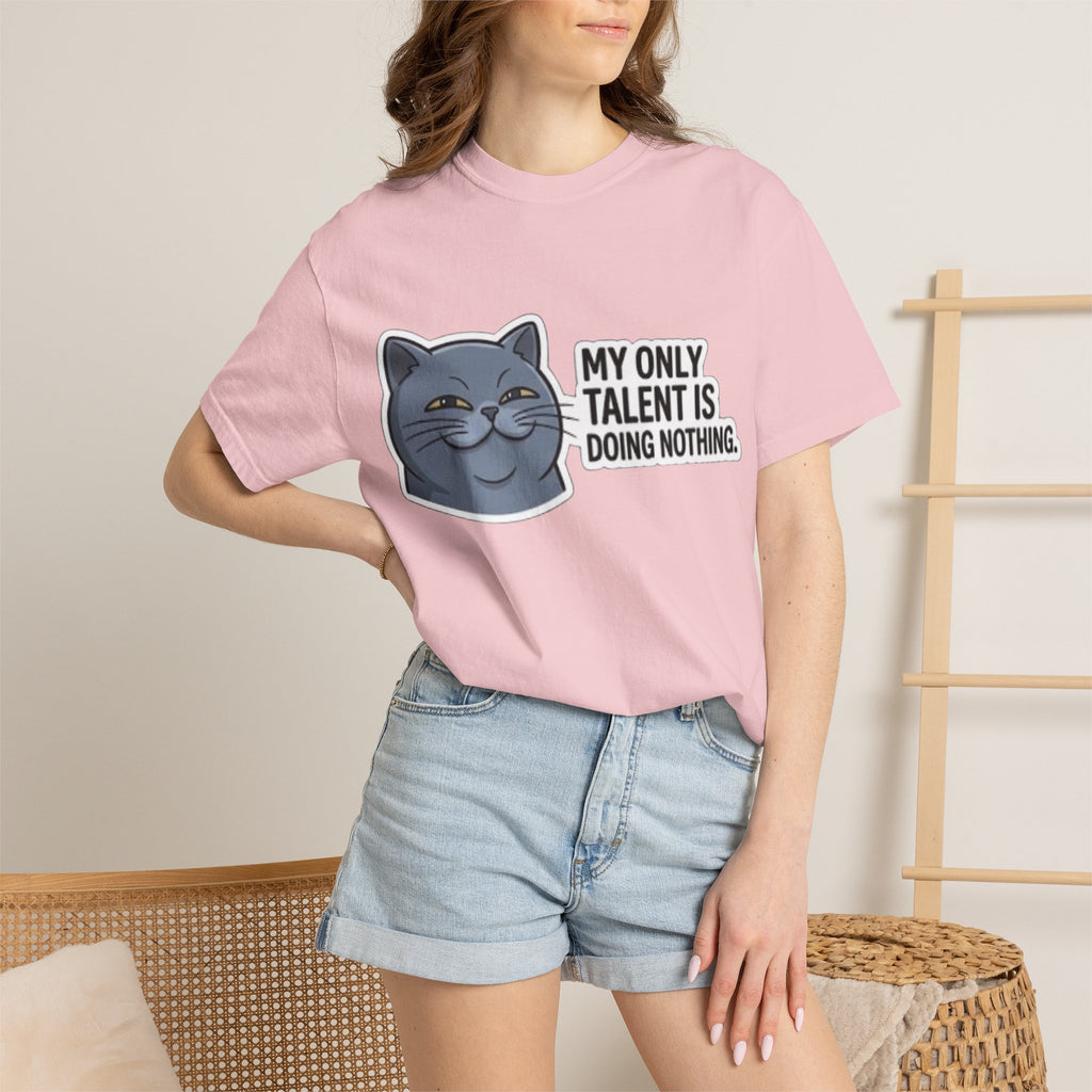 Smirking Cat Illustration My Only Talent Is Doing Nothing T-shirt