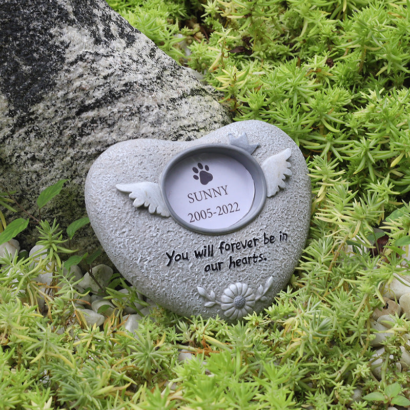 Pet Memory Photo Frame | Resin Paw & Heart Keepsake Decoration for Cats & Dogs