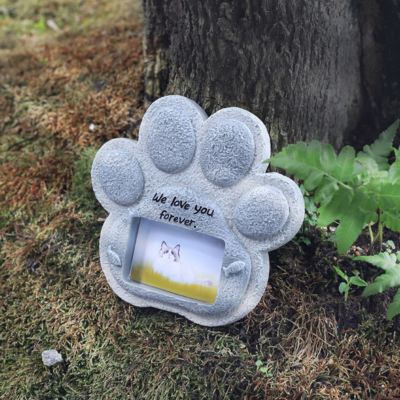 Pet Memory Photo Frame | Resin Paw & Heart Keepsake Decoration for Cats & Dogs