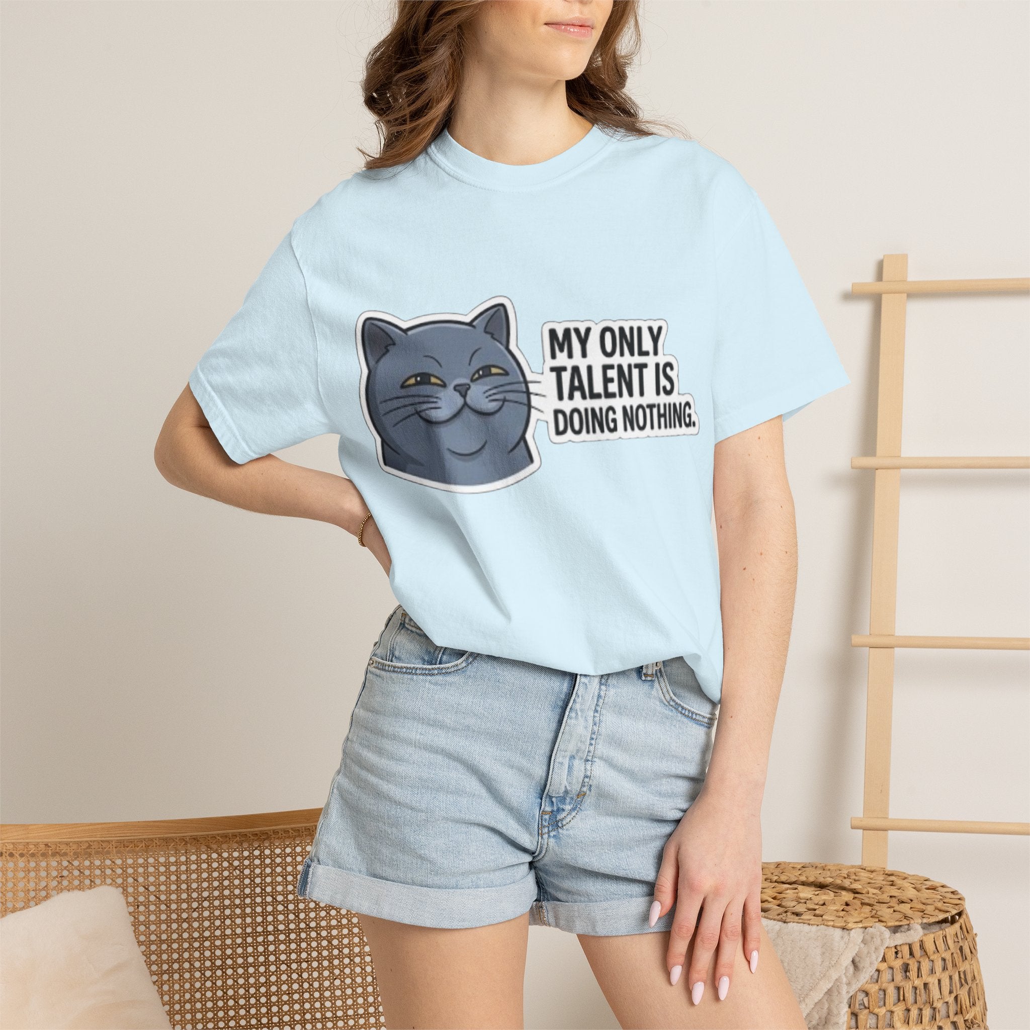 Smirking Cat Illustration My Only Talent Is Doing Nothing T-shirt