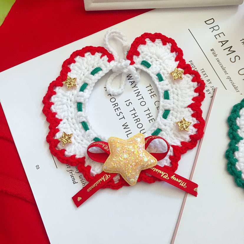 Handmade Wool Pet Collar | Festive Christmas Design for Cats & Dogs