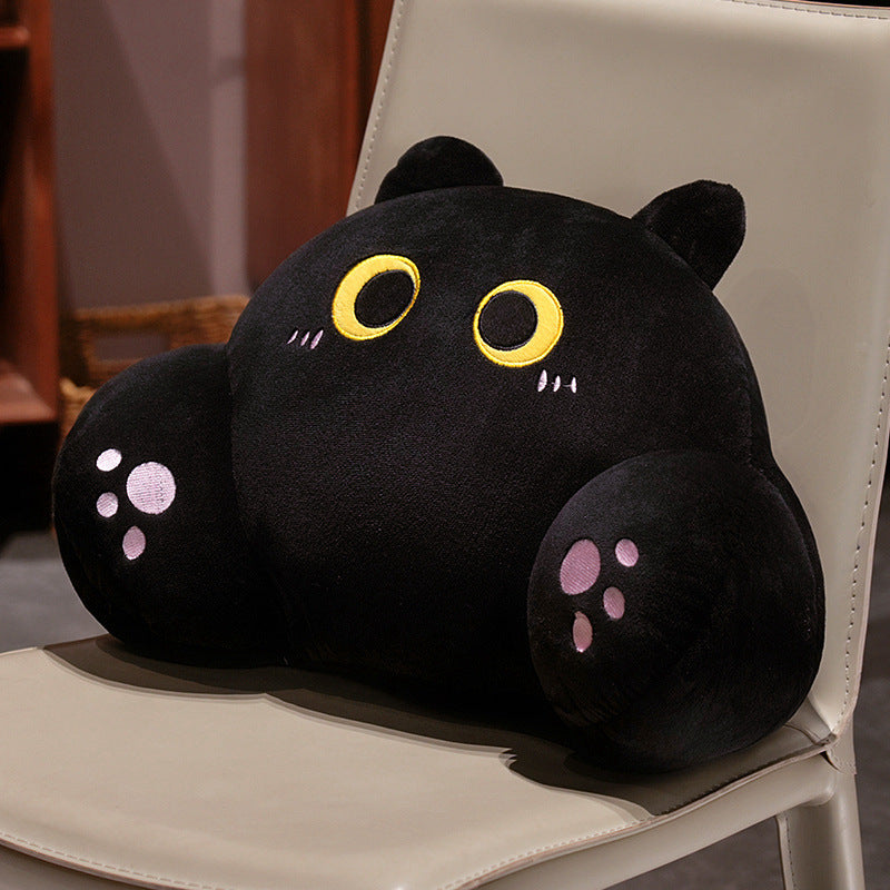 Embroidered Cat Lumbar Support Pillow | Cute Backrest Cushion for Cat Lovers