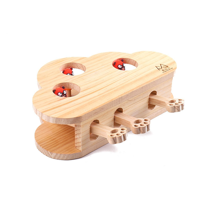 Solid Wood Whac-a-Mole Cat Toy | Interactive Cloud Teaser for Cats