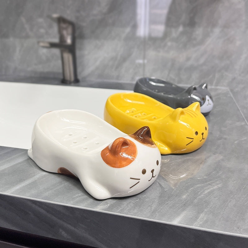 Ceramic Cat Soap Dish | Cute Bathroom Accessory