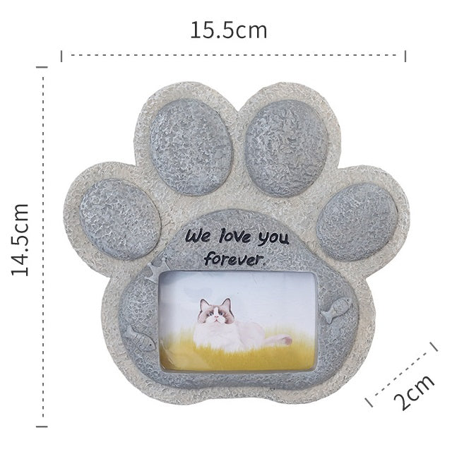 Pet Memory Photo Frame | Resin Paw & Heart Keepsake Decoration for Cats & Dogs