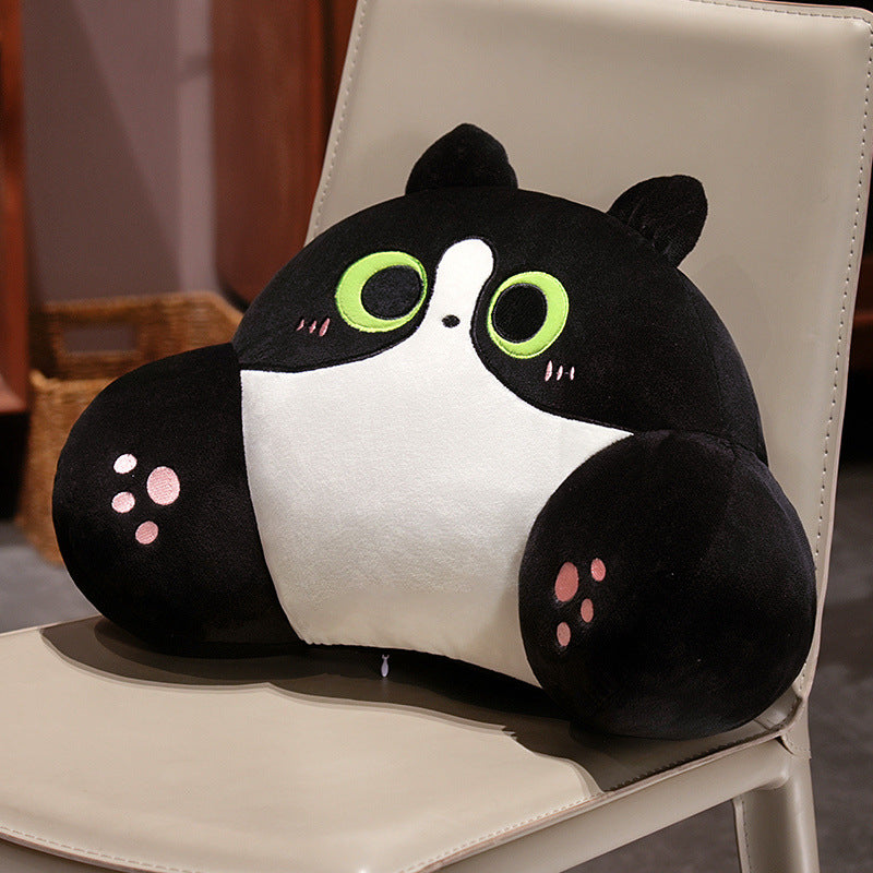 Embroidered Cat Lumbar Support Pillow | Cute Backrest Cushion for Cat Lovers