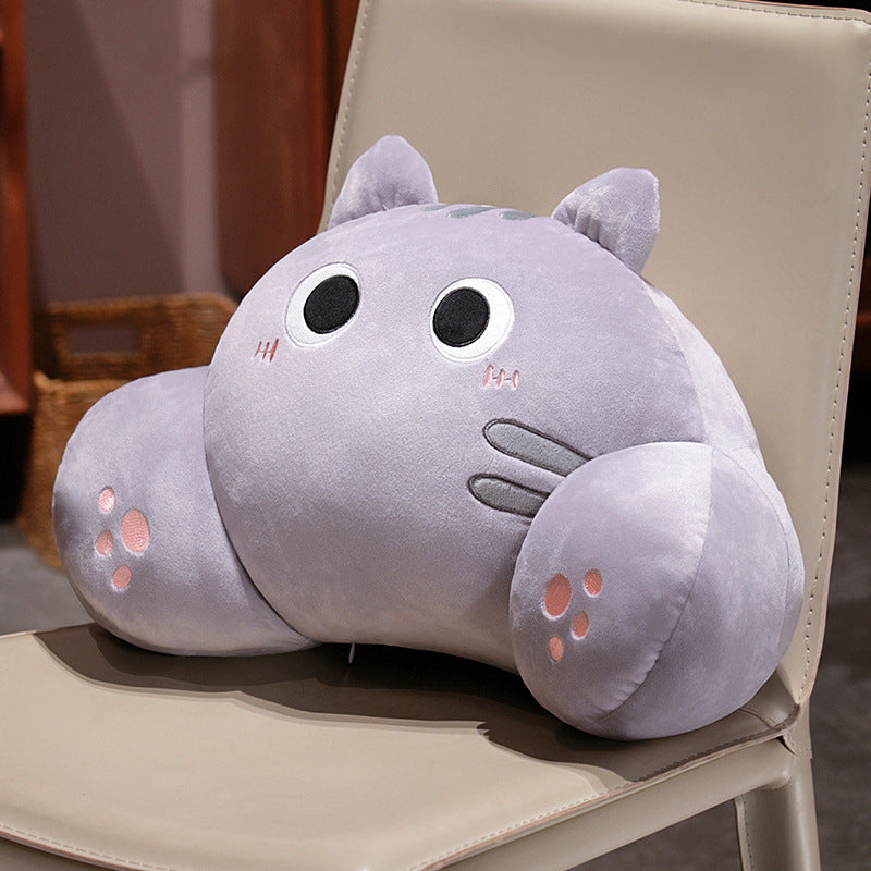 Embroidered Cat Lumbar Support Pillow | Cute Backrest Cushion for Cat Lovers