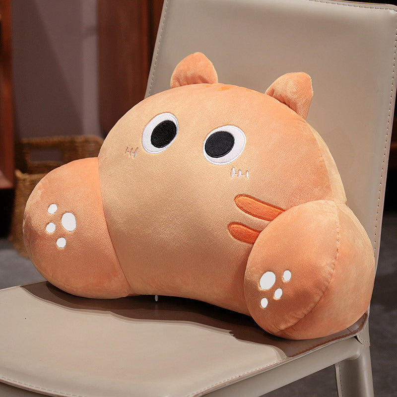 Embroidered Cat Lumbar Support Pillow | Cute Backrest Cushion for Cat Lovers