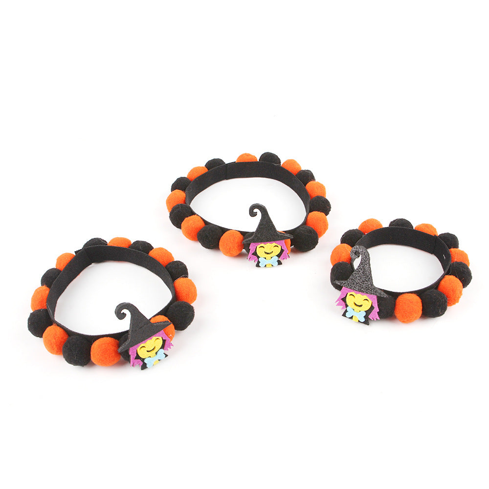 Halloween Pet Fur Ball Collar | Spooky Pumpkin & Bow Designs for Cats & Dogs