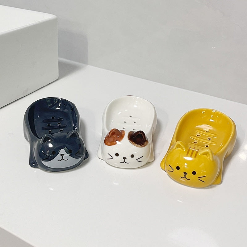 Ceramic Cat Soap Dish | Cute Bathroom Accessory