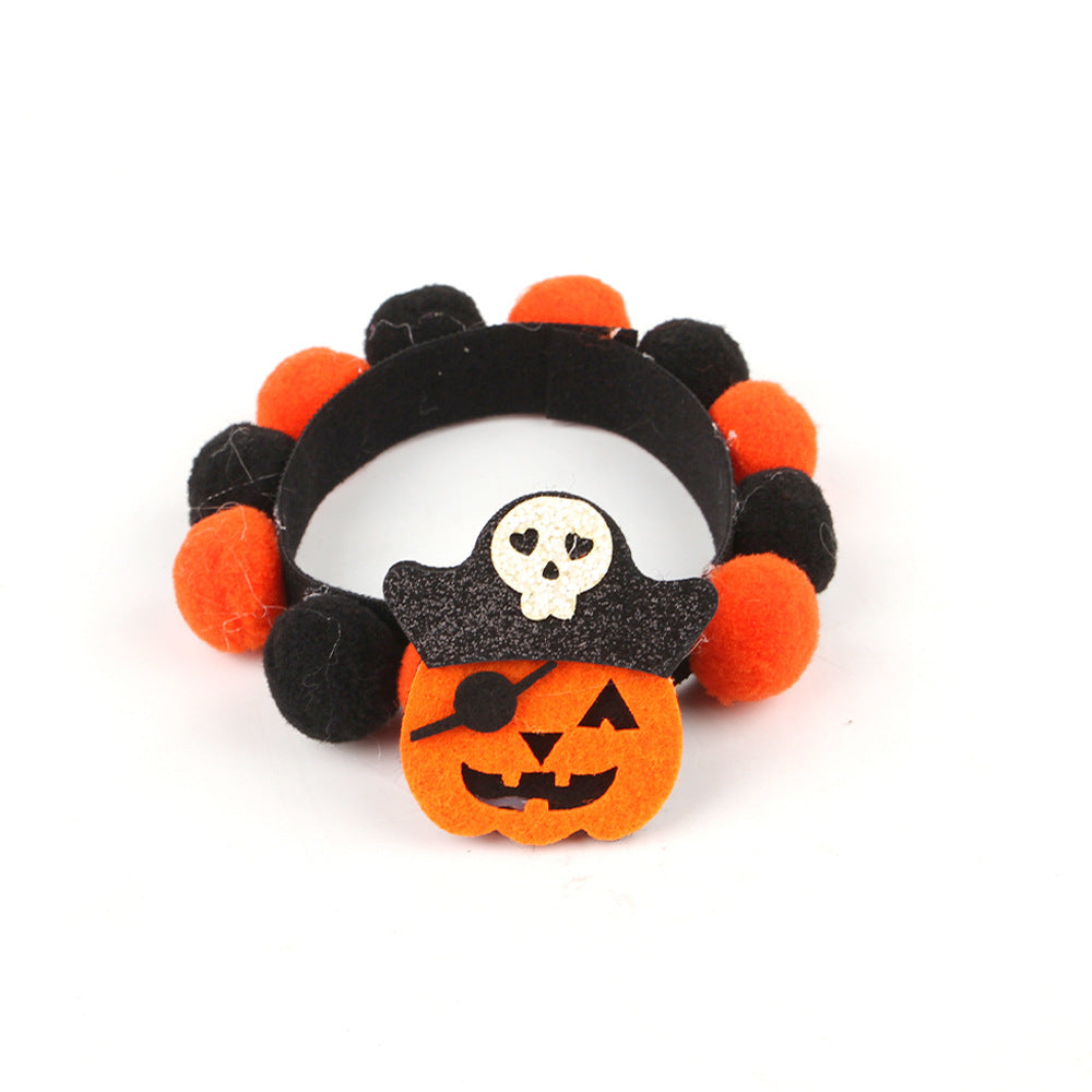 Halloween Pet Fur Ball Collar | Spooky Pumpkin & Bow Designs for Cats & Dogs