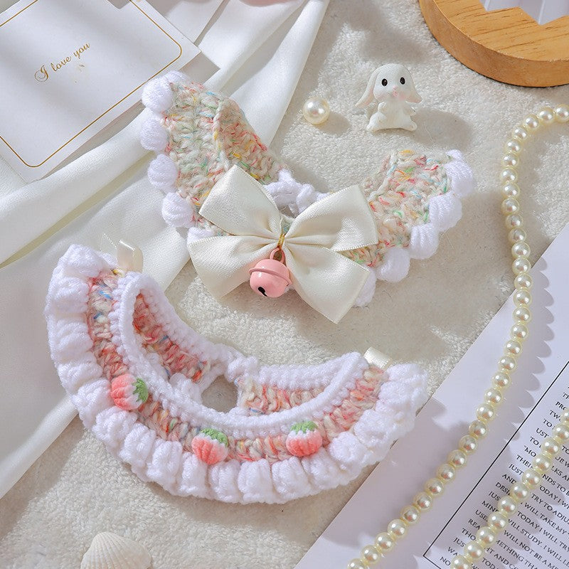 Handmade Embroidered Wool Cat Collar | Cute Cartoon Design for Kittens & Cats