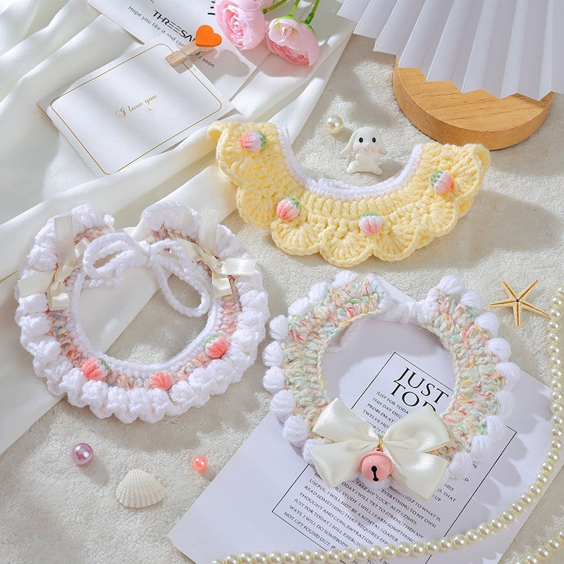 Handmade Embroidered Wool Cat Collar | Cute Cartoon Design for Kittens & Cats